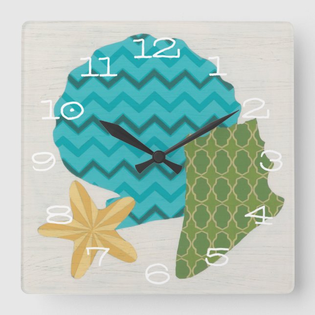 Shell Patterns II Square Wall Clock (Front)