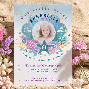 Shell Peal Under The Sea Photo Birthday Invitation
