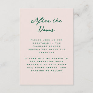 Shell Pink and Green Simple Reception Enclosure Card