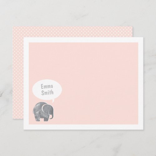 Shell Pink Elephant Kids Personal Stationery Invitation