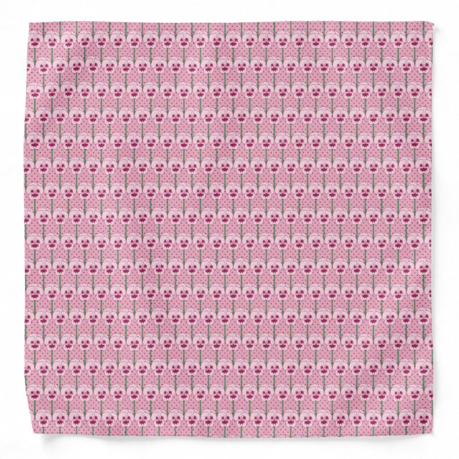 Shell pink pansies - retro wallpaper pattern bandana (Front)