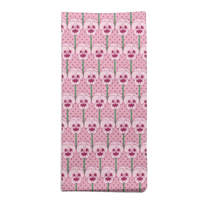 Shell pink pansies - retro wallpaper pattern cloth napkin (Folded)