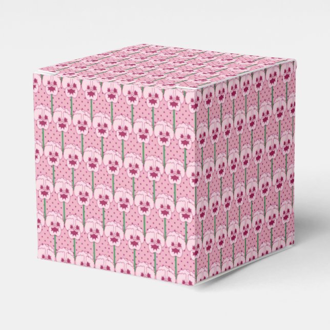 Shell pink pansies - retro wallpaper pattern favor boxes (Front Side)