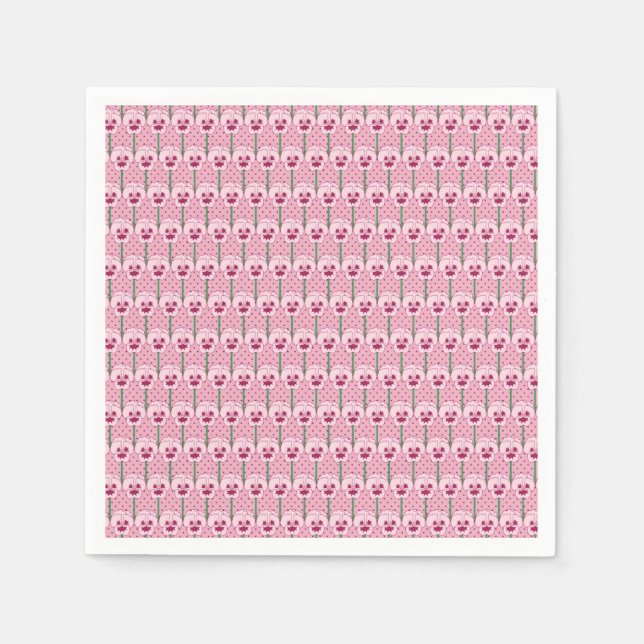 Shell pink pansies - retro wallpaper pattern paper napkins (Front)