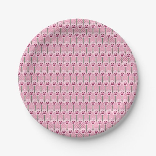 Shell pink pansies _ retro wallpaper pattern paper plates