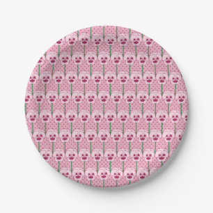 Shell pink pansies - retro wallpaper pattern paper plates