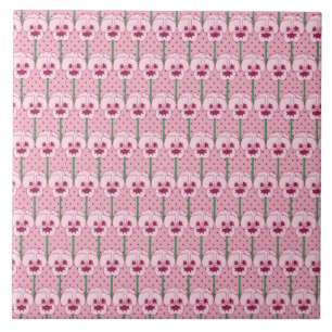 Shell pink pansies - retro wallpaper pattern tile