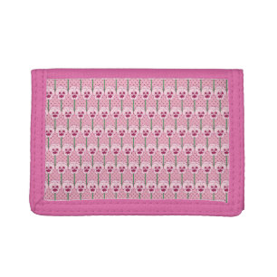 Shell pink pansies - retro wallpaper pattern tri-fold wallet