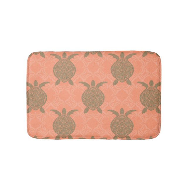 Shell Pink Sea Turtle Bath Mat (Front)