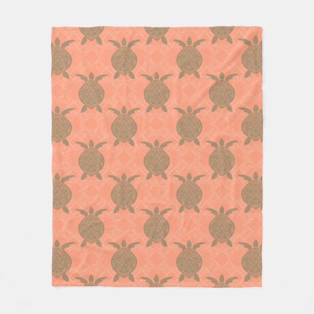 Shell Pink Sea Turtle Fleece Blanket (Front)