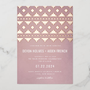 Shell Pink Southwest Gleam Wedding Rose Gold Foil Invitation