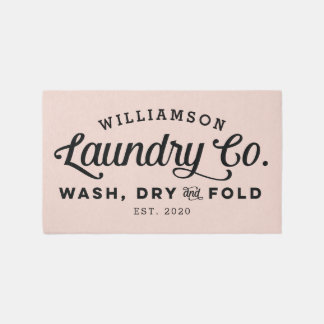 Shell Pink Vintage Sign Laundry Wash Dry Fold Rug