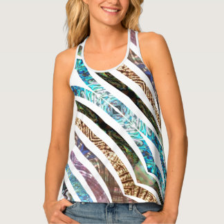 Shell Rainbow Strips Pattern Tank Top