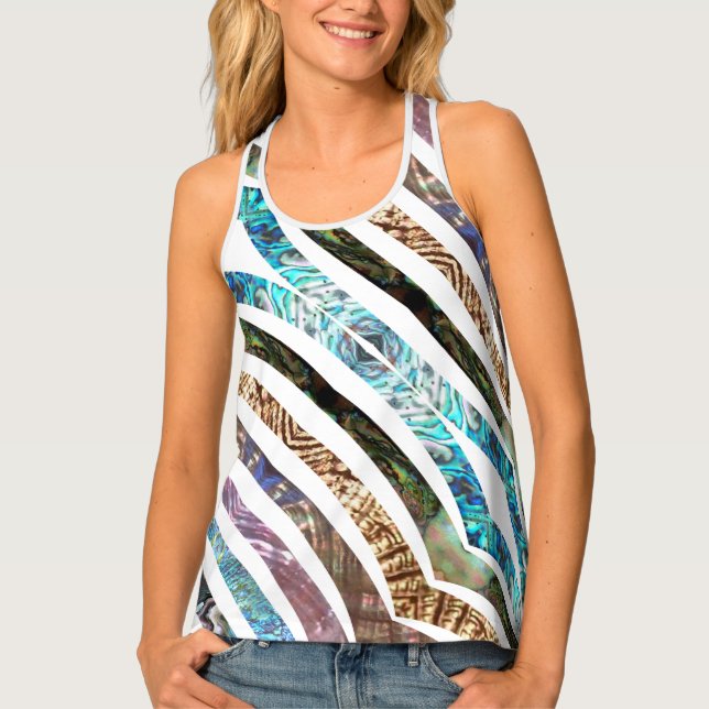 Shell Rainbow Strips Pattern Tank Top (Front)