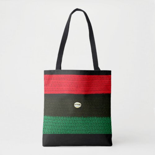 Shell Red Black Green Flag Artisan Crochet Print Tote Bag