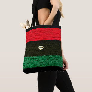 Shell Red Black Green Flag Artisan Crochet Print Tote Bag