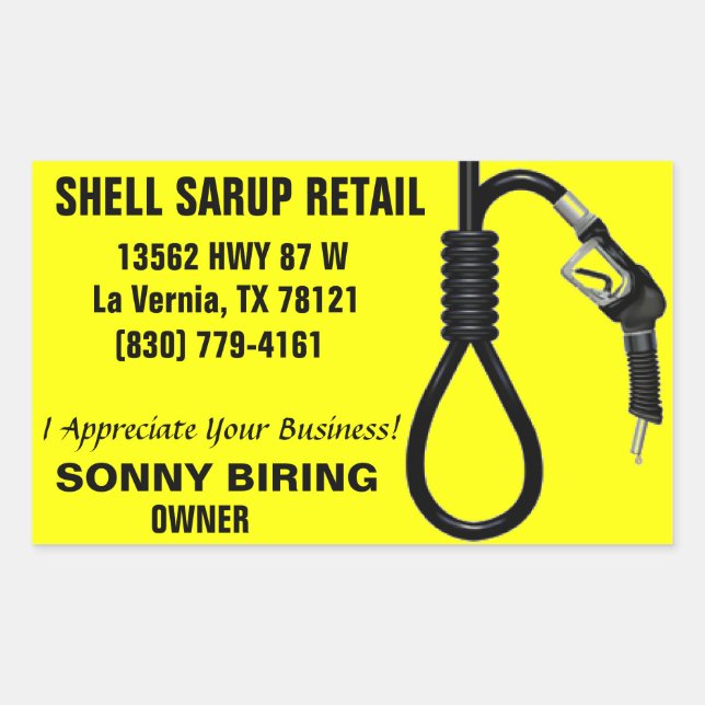 SHELL SARUP RETAIL RECTANGULAR STICKER (Front)