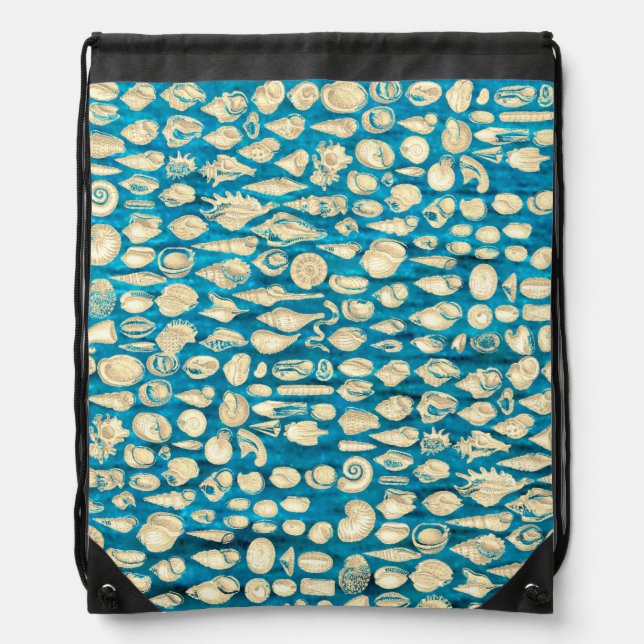 Shell- Sea of Shells Drawstring Bag (Front)