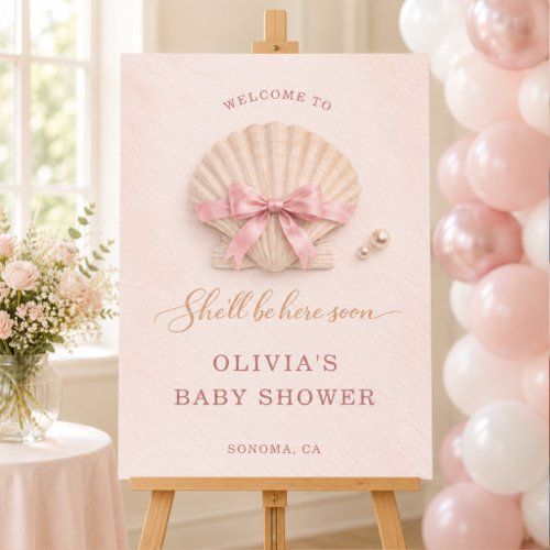 She'll See You Soon Pearl Baby Shower Welcome Foam Board