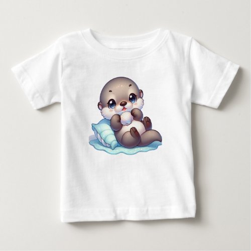 Shell Seeker Playful Baby Otter T_Shirt Design