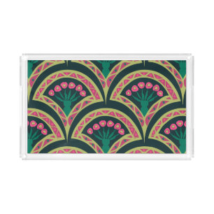shell shaped green pattern acrylic tray