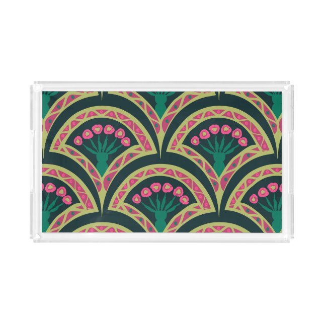 shell shaped green pattern acrylic tray (Front)