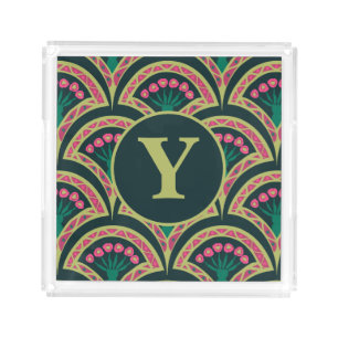 shell shaped green pattern acrylic tray