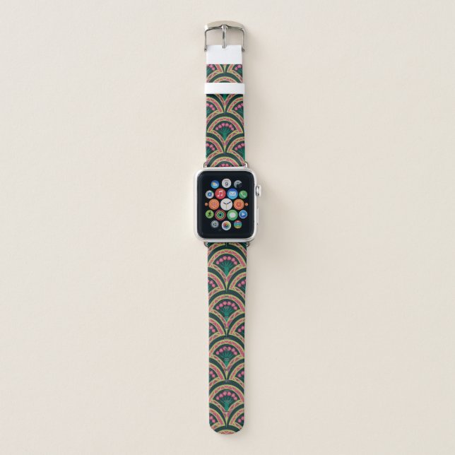 shell shaped green pattern apple watch band (Front)