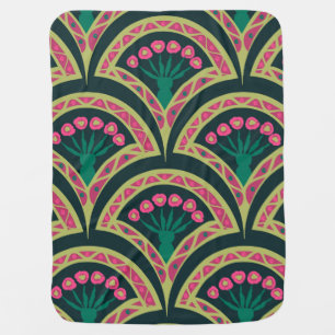 shell shaped green pattern baby blanket