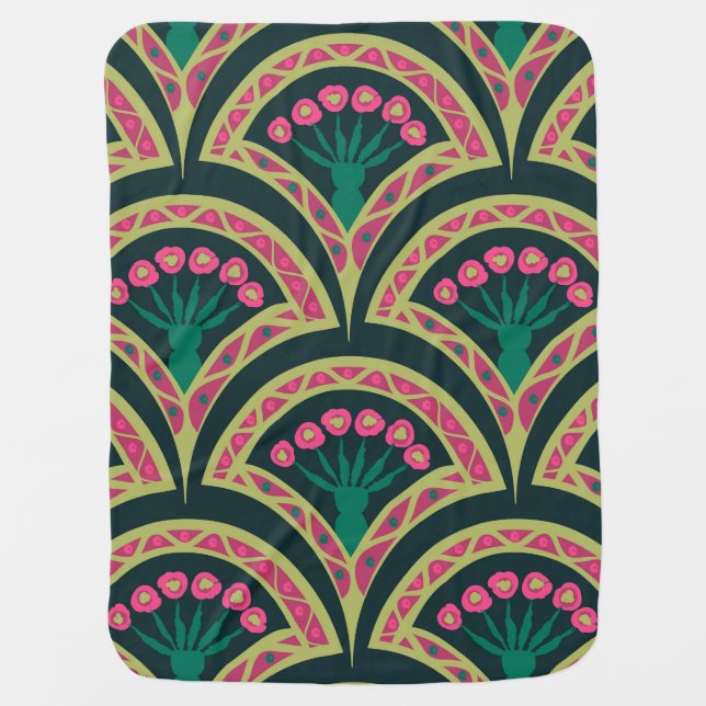 shell shaped green pattern baby blanket (Front)