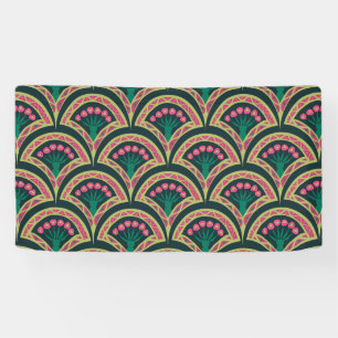 shell shaped green pattern banner