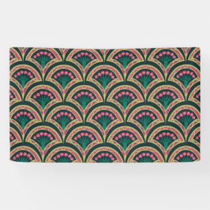 shell shaped green pattern banner