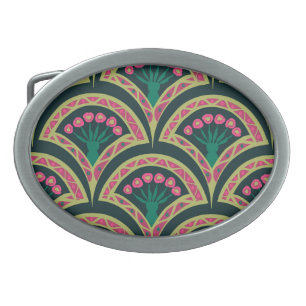 shell shaped green pattern belt buckle