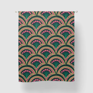 shell shaped green pattern blackout curtains