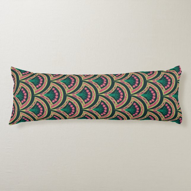 shell shaped green pattern body pillow (Front)
