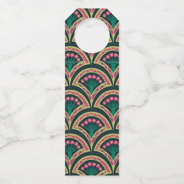 shell shaped green pattern bottle hanger tag (Front)
