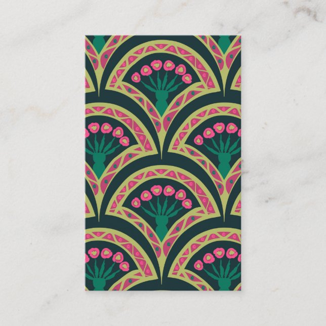 shell shaped green pattern business card (Front)