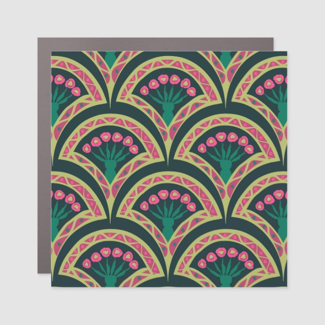 shell shaped green pattern car magnet (Front)