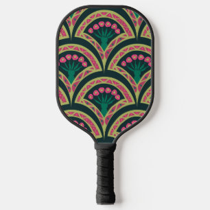 shell shaped green pattern carbon fiber pickleball paddle 