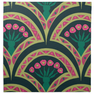 shell shaped green pattern cloth napkin