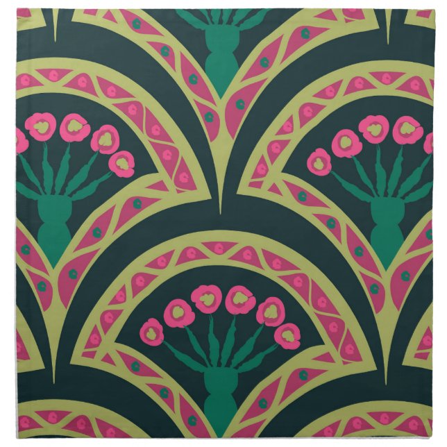 shell shaped green pattern cloth napkin (Front)