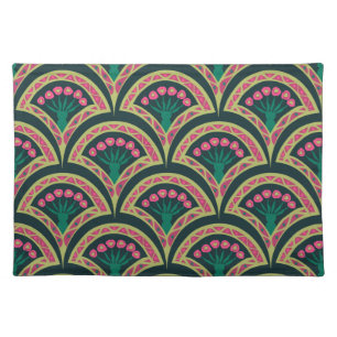 shell shaped green pattern cloth placemat