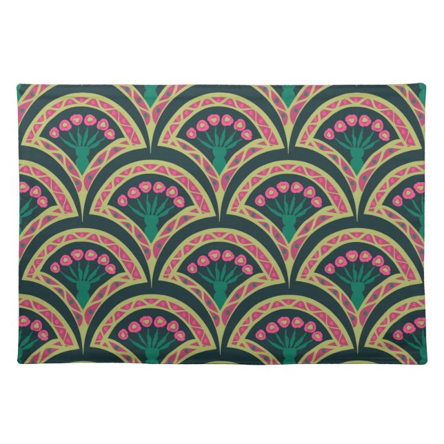 shell shaped green pattern cloth placemat (Front)