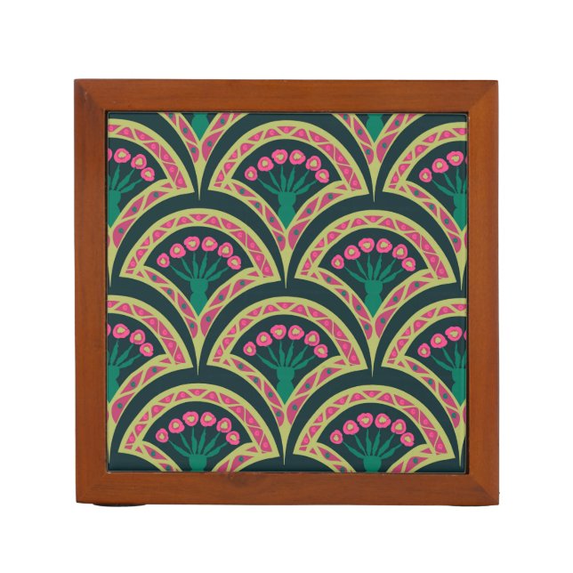 shell shaped green pattern desk organizer (Front)