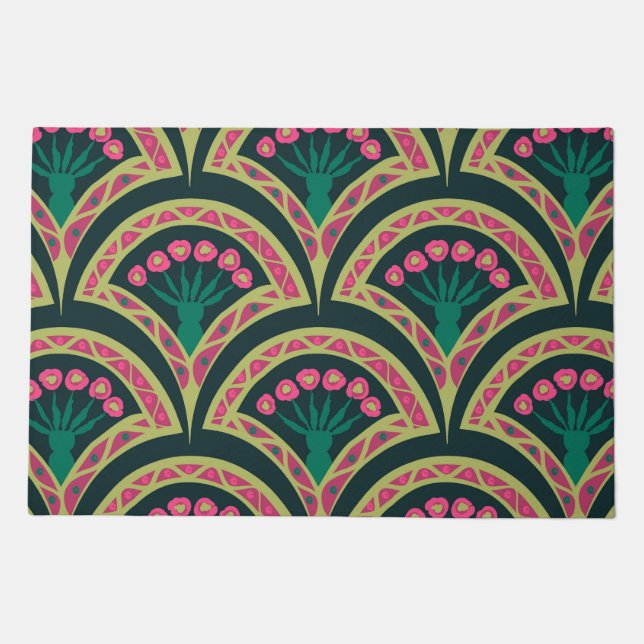 shell shaped green pattern doormat (Front)