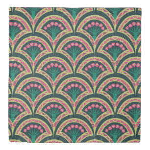 shell shaped green pattern duvet cover