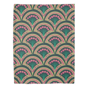 shell shaped green pattern duvet cover