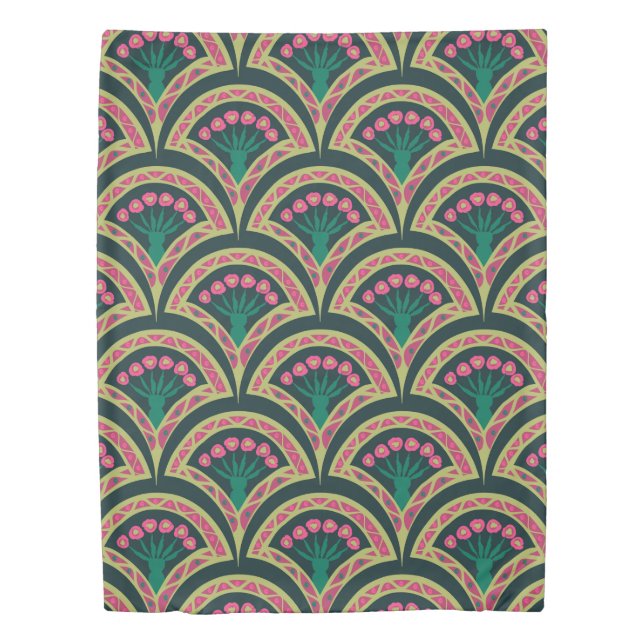 shell shaped green pattern duvet cover (Front)