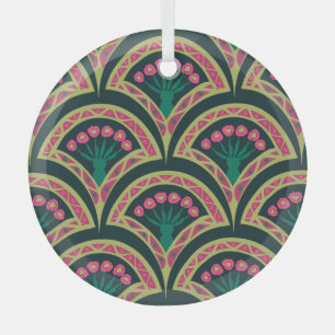 shell shaped green pattern glass ornament
