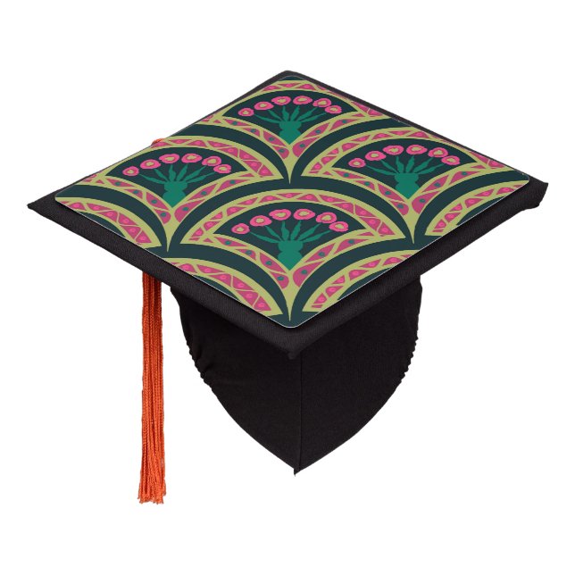 shell shaped green pattern graduation cap topper (Angled)